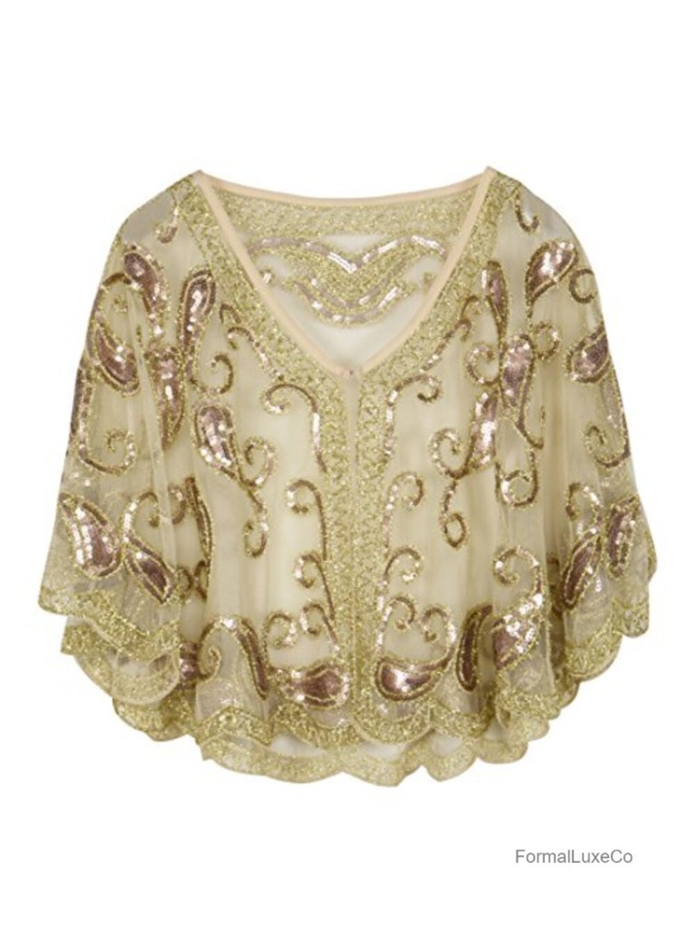 Flapper Sequin Fringe Wrap Cape Evening Party Shawl